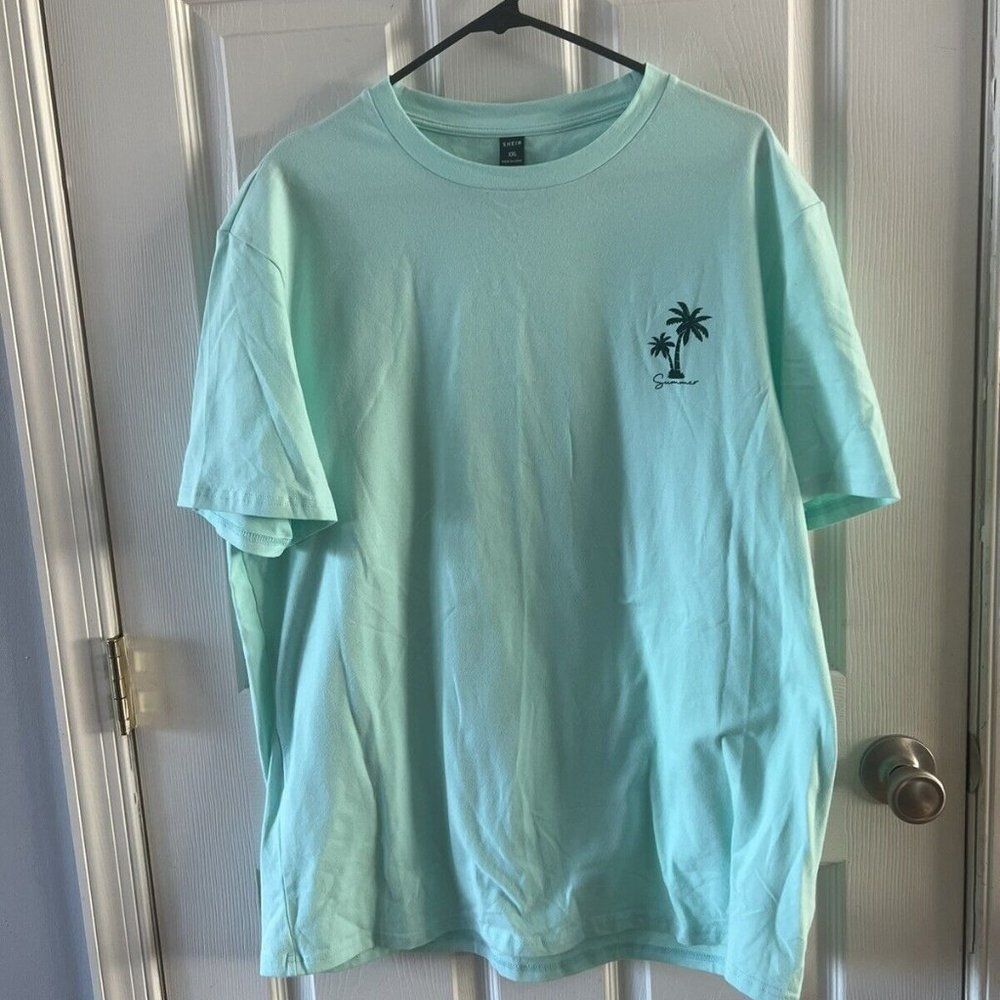 Shein‎ Men's XXL Green Black Palm Trees Graphic Print T-shirt New